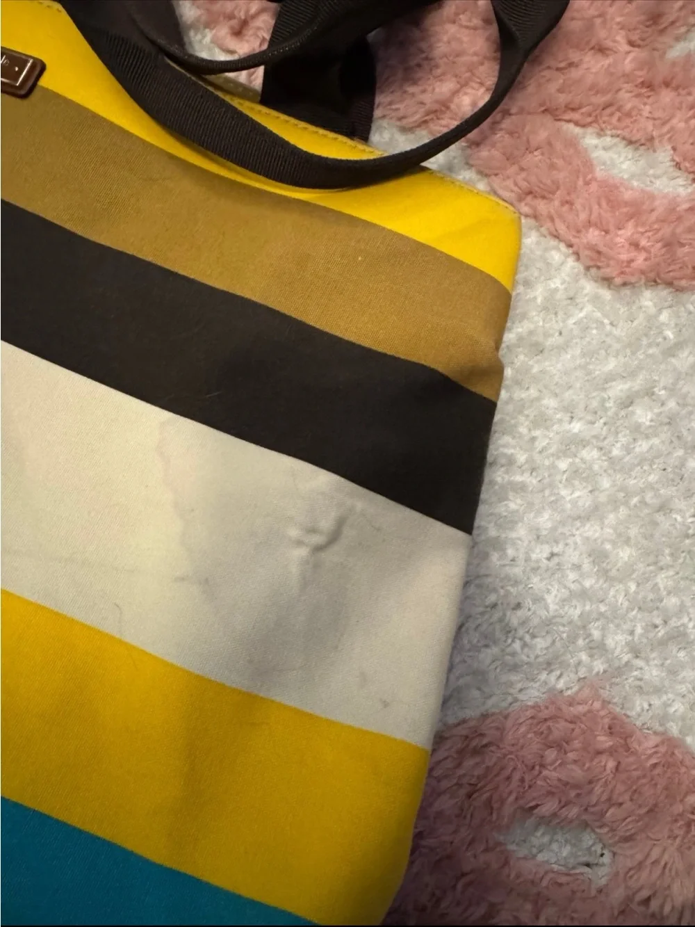kate spade Striped Tote in Yellow, Teal, Brown and Cream